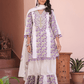 Purple Floral Mirror Work Sharara Set - Qurbat