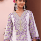 Purple Floral Mirror Work Sharara Set - Qurbat
