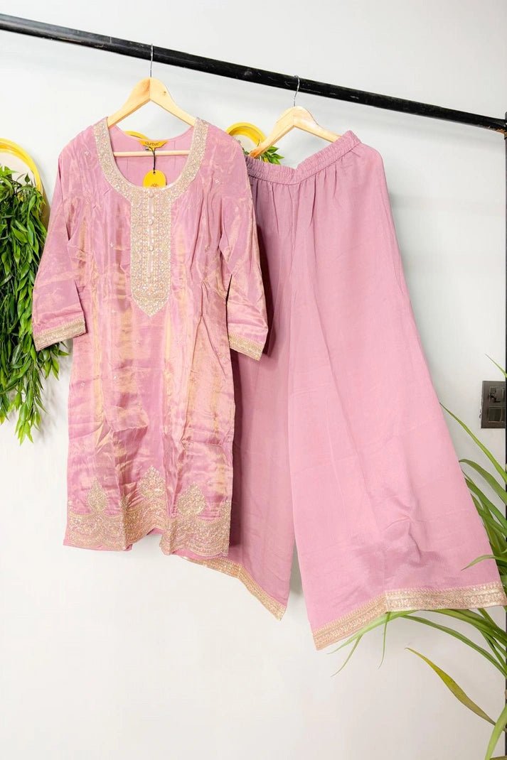 Purple Premium 3PC Ethnic Set with Embroidered Kurta & Floral Dupatta - Qurbat