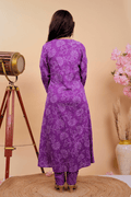 Purple Radiance Handcrafted Bandhani Kurta Set - Qurbat