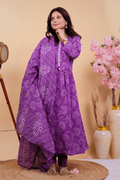 Purple Radiance Handcrafted Bandhani Kurta Set - Qurbat