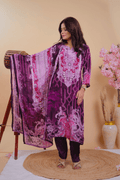 Qurbat Signature Muslin Suit – Plum Perfection in Every Thread - Qurbat