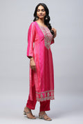 Rani Digital Print Suit Set for Women with Zari Embroidery - Qurbat