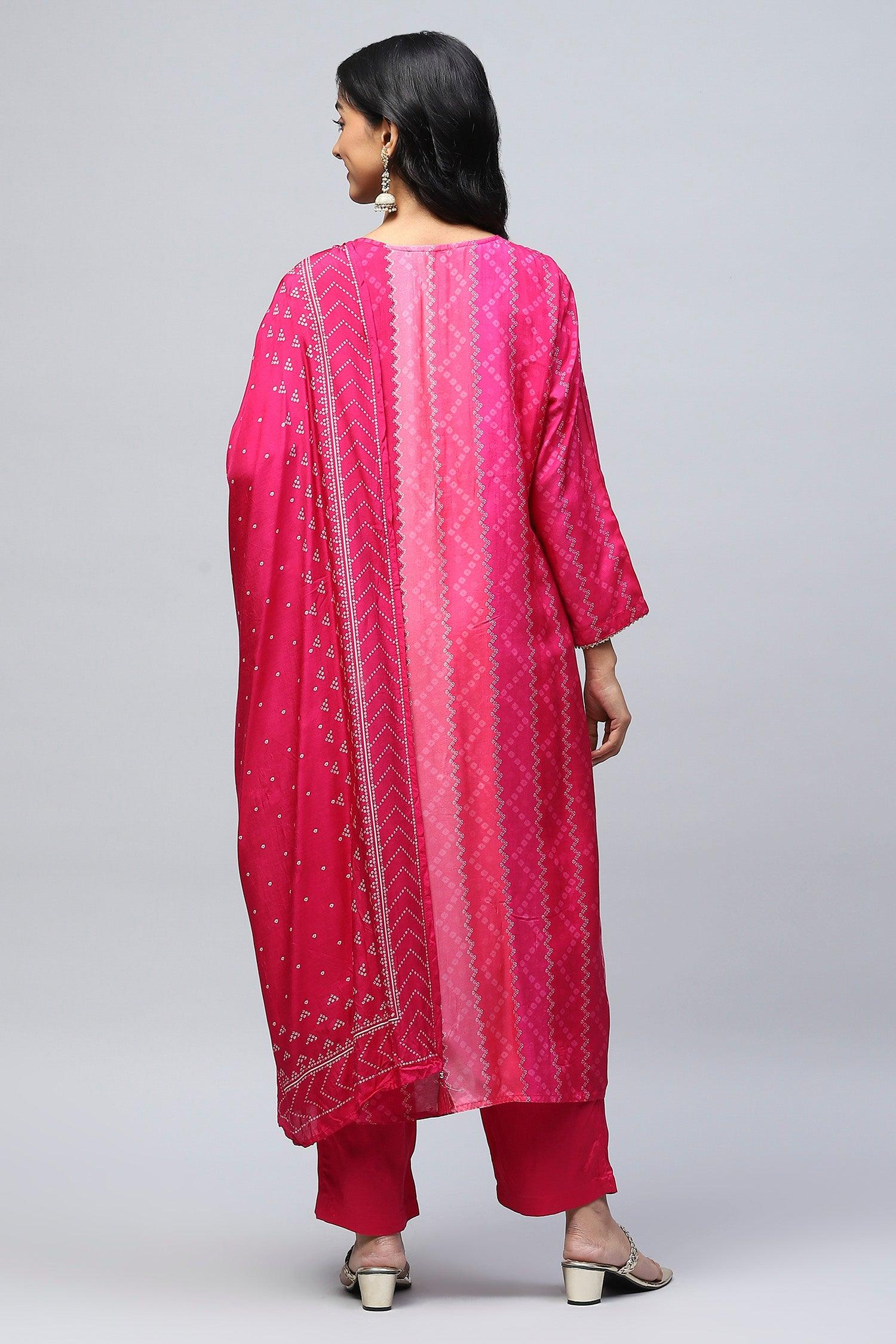 Rani Digital Print Suit Set for Women with Zari Embroidery - Qurbat