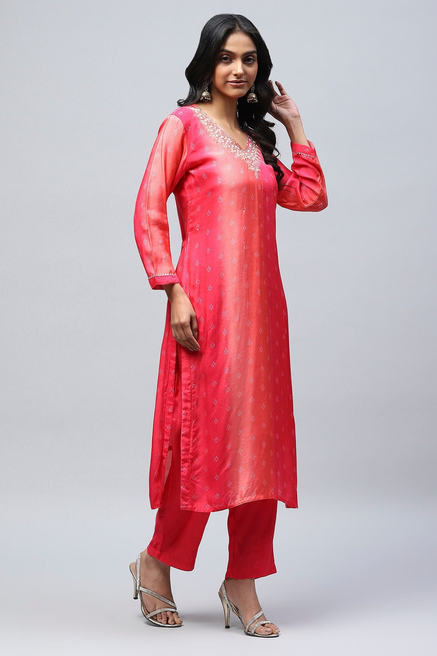 Rani Digital Print with Neck Embroidered Suit Set for Women – Vibrant & Elegant - Qurbat