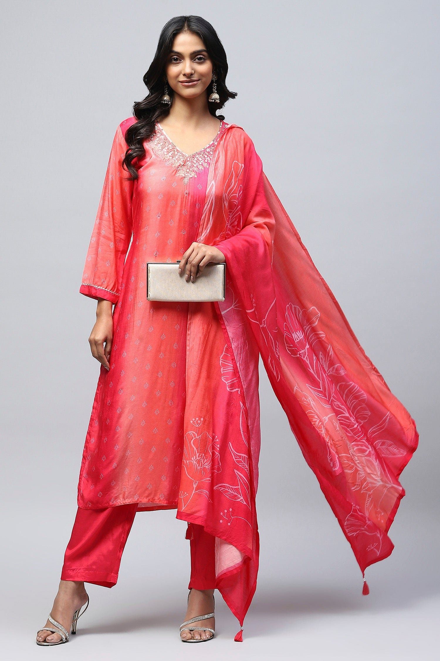 Rani Digital Print with Neck Embroidered Suit Set for Women – Vibrant & Elegant - Qurbat