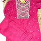 Rani Pink Festive Striped Suit Set with Intricate Gota Embroidery - Qurbat