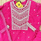 Rani Pink Festive Striped Suit Set with Intricate Gota Embroidery - Qurbat