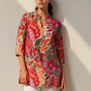 Vibrant Pink Floral Muslin Short Kurti – Bold, Breezy & Beautiful