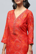 Red Bandhani Muslin Printed Kurta for Women – Traditional & Stylish - Qurbat
