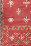Red Printed Suit Set for Women with Hand Embroidery - Qurbat