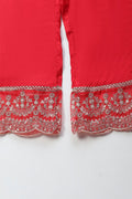Red Rayon Printed Suite Set For Women - Qurbat