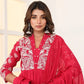 Crimson Red Embroidered Anarkali Suit Set with Dupatta