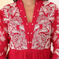 Crimson Red Embroidered Anarkali Suit Set with Dupatta