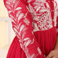 Crimson Red Embroidered Anarkali Suit Set with Dupatta