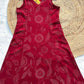Rustic RED Cotton Co - ord Set – with Delicate Print Work - Qurbat