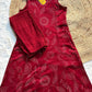 Rustic RED Cotton Co - ord Set – with Delicate Print Work - Qurbat