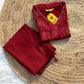Rustic RED Cotton Co - ord Set – with Delicate Print Work - Qurbat