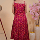 Scarlet Red Floral Cotton Kurta with Shoulder Straps - Qurbat