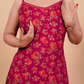 Scarlet Red Floral Cotton Kurta with Shoulder Straps - Qurbat