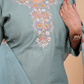 Sea Green Blossom Embroidered Muslin Suit Set - Qurbat