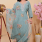 Sea Green Blossom Embroidered Muslin Suit Set - Qurbat