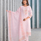 Soft Pink Floral Embroidered Three - Piece Suit Set - Qurbat