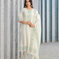 Soft Pink Floral Embroidered Three - Piece Suit Set - Qurbat