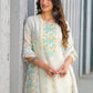 Soft Pink Floral Embroidered Three - Piece Suit Set - Qurbat