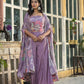 Sunshine Bloom Lavender Co - ord Set with Printed Cape - Qurbat