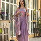 Sunshine Bloom Lavender Co - ord Set with Printed Cape - Qurbat