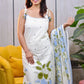 Tassel Tie - Up Cotton Kurta Set with Blue Floral Border Dupatta - Qurbat