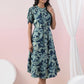 Teal Blue Digital Print Dress - Qurbat
