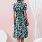Teal Blue Digital Print Dress - Qurbat