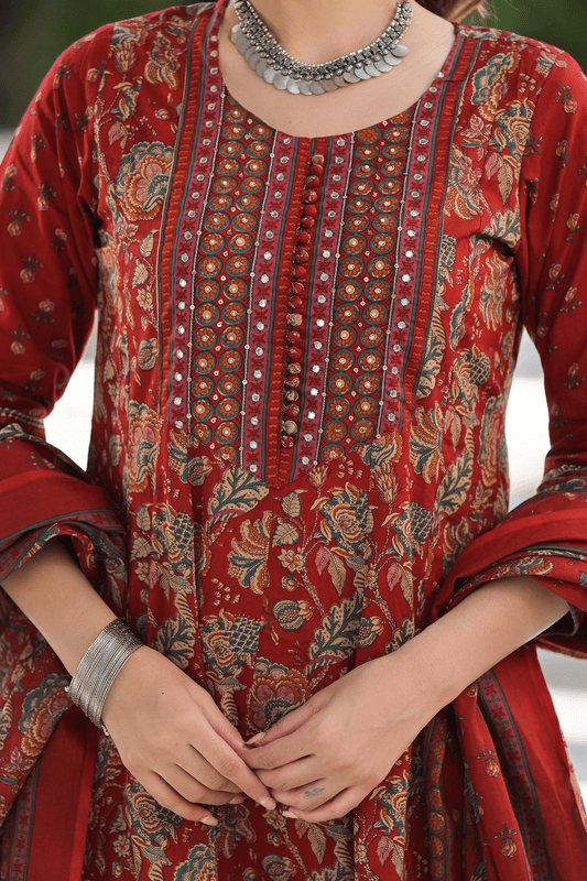Three - Piece cotton Suit Set - Qurbat