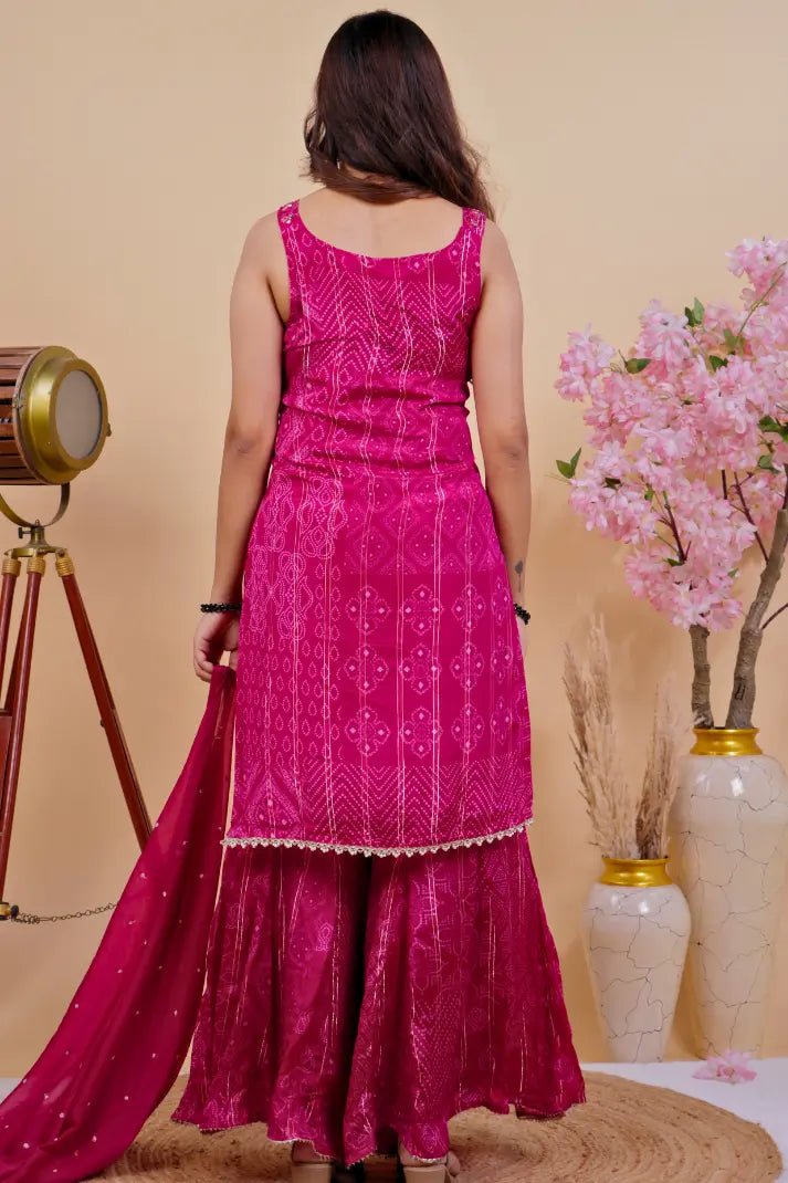 Timeless Bandhani Print Sharara Set with Dupatta - Qurbat