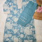 Blue Floral Cotton Kurta Set with Crochet Lace Detailing – 2PC Set