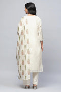 White Embroidered Suit Set for Women - Qurbat