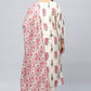 White Printed Suit Set with Mirror Work Embroidery for Women - Qurbat