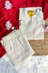 Elegant Off-White Cotton Kurta Set with Subtle Embroidery – 2 Piece Everyday Classic