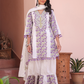 Purple Floral Mirror Work Sharara Set