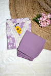 Lavender Floral Cotton Kurta Set with Crochet Lace Detailing – 2PC Set