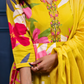 Tropical Bloom Yellow Anarkali Set with Hand Embroidered Neckline