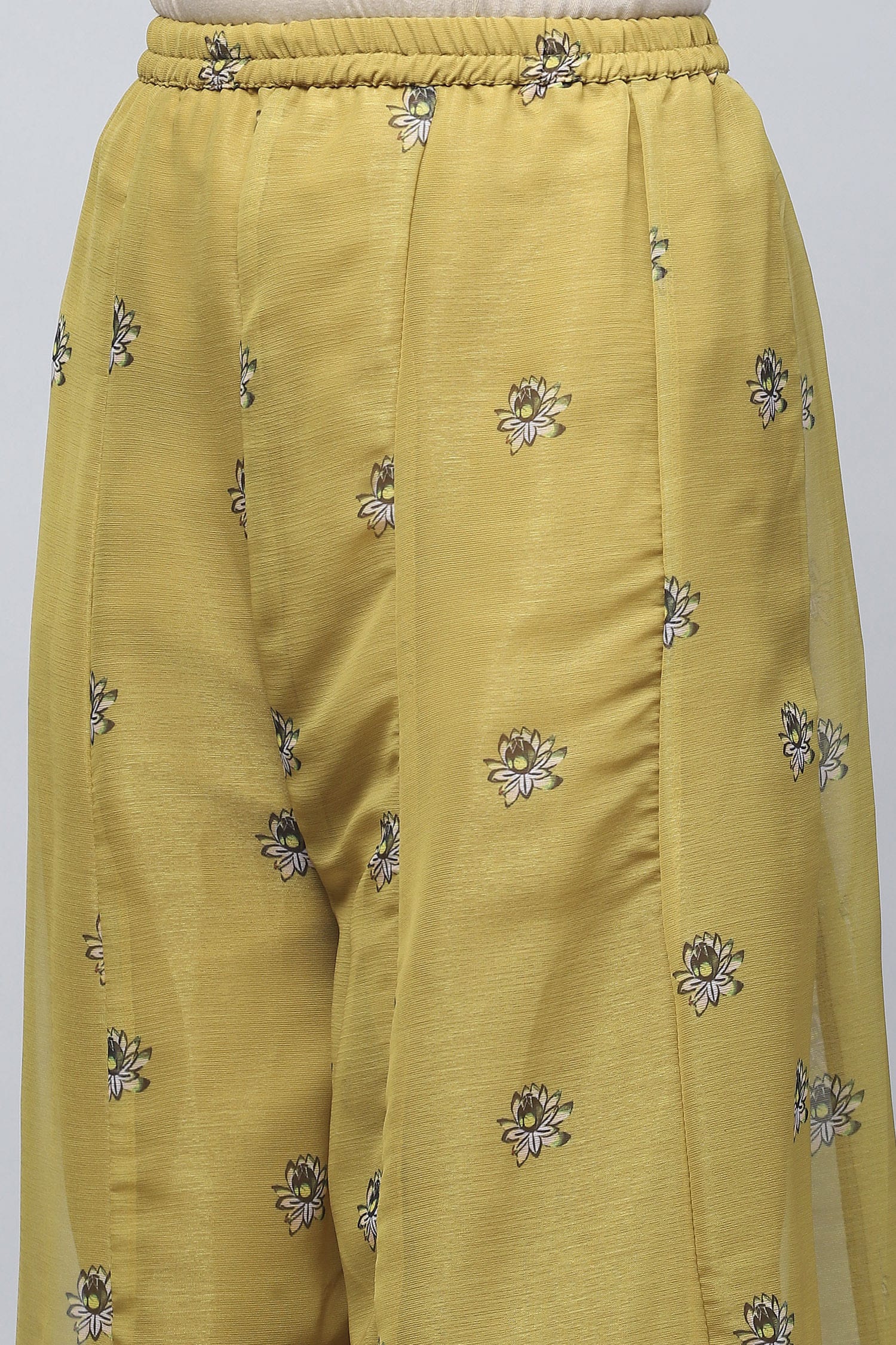 Yellow Angrakha Printed Suit Set for Women - Qurbat