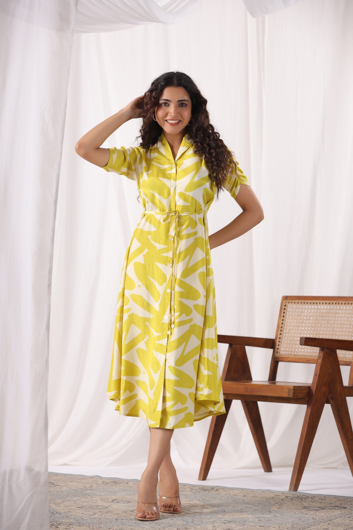 Yellow Digital Print Dress - Qurbat