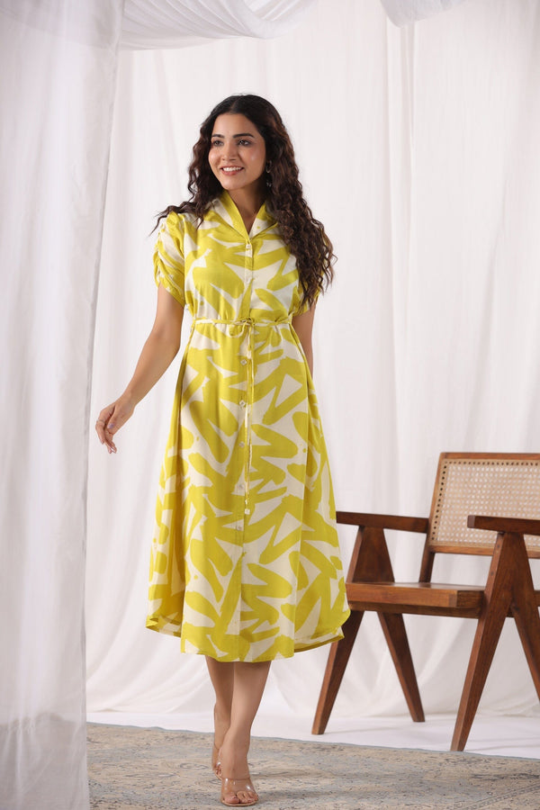 Yellow Digital Print Dress