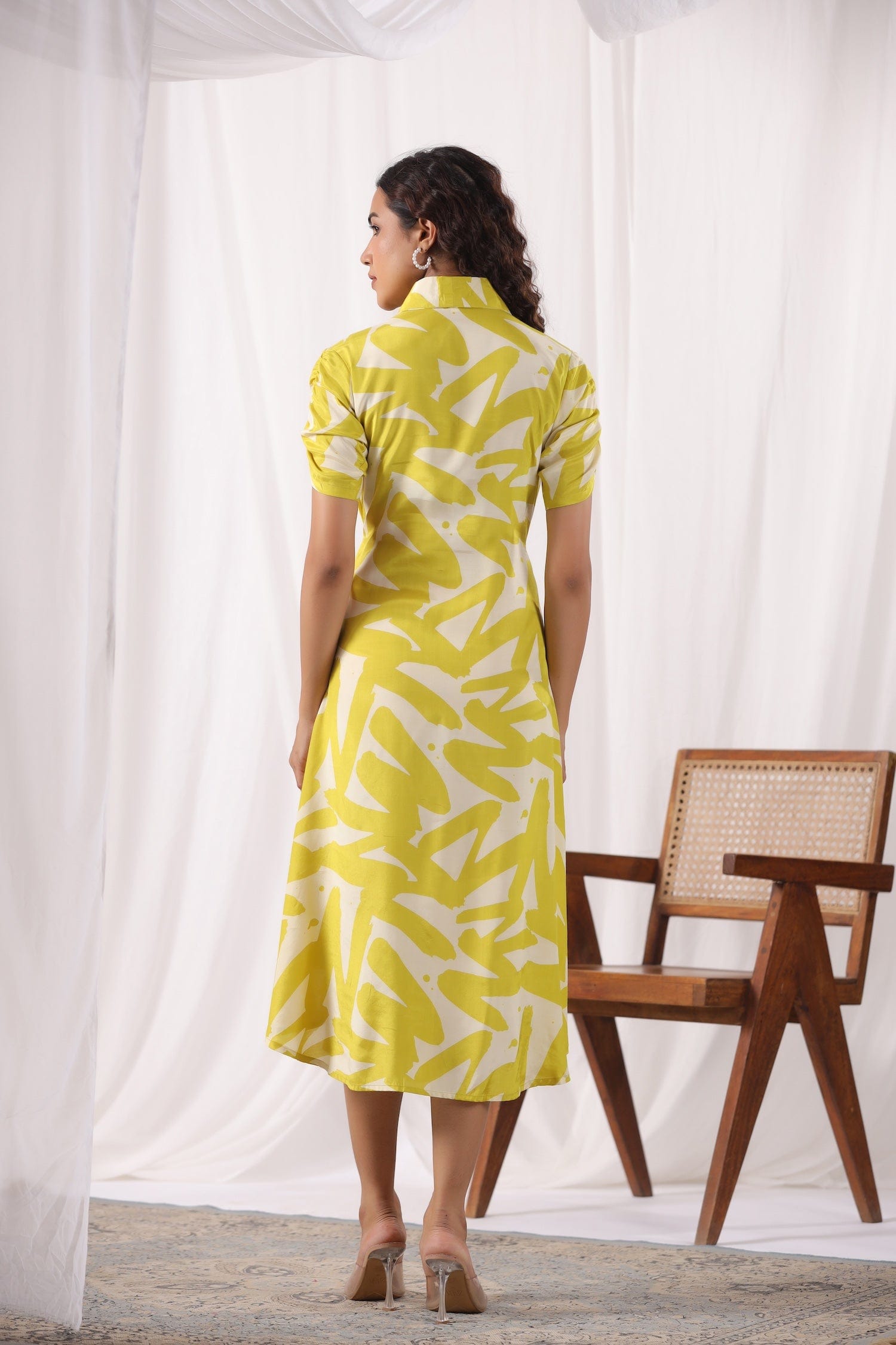Yellow Digital Print Dress - Qurbat