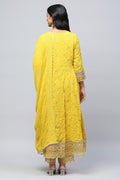 Yellow Embroidered Suit Set for Women - Qurbat