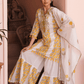 Yellow Floral Mirror Work Sharara Set - Qurbat